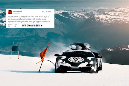 UENIG: Jacob Wester lot seg ikke imponere av bilstuntet til Jon Olsson. Foto: jon-olsson.com / Skjermdump UENIG: Jacob Wester lot seg ikke imponere av bilstuntet til Jon Olsson. Foto: jon-olsson.com / Skjermdump