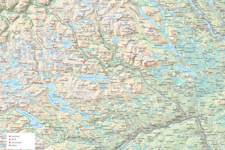 Oversiktskart over Hemsedal. Fra Trygge toppturer Oversiktskart over Hemsedal. Fra Trygge toppturer