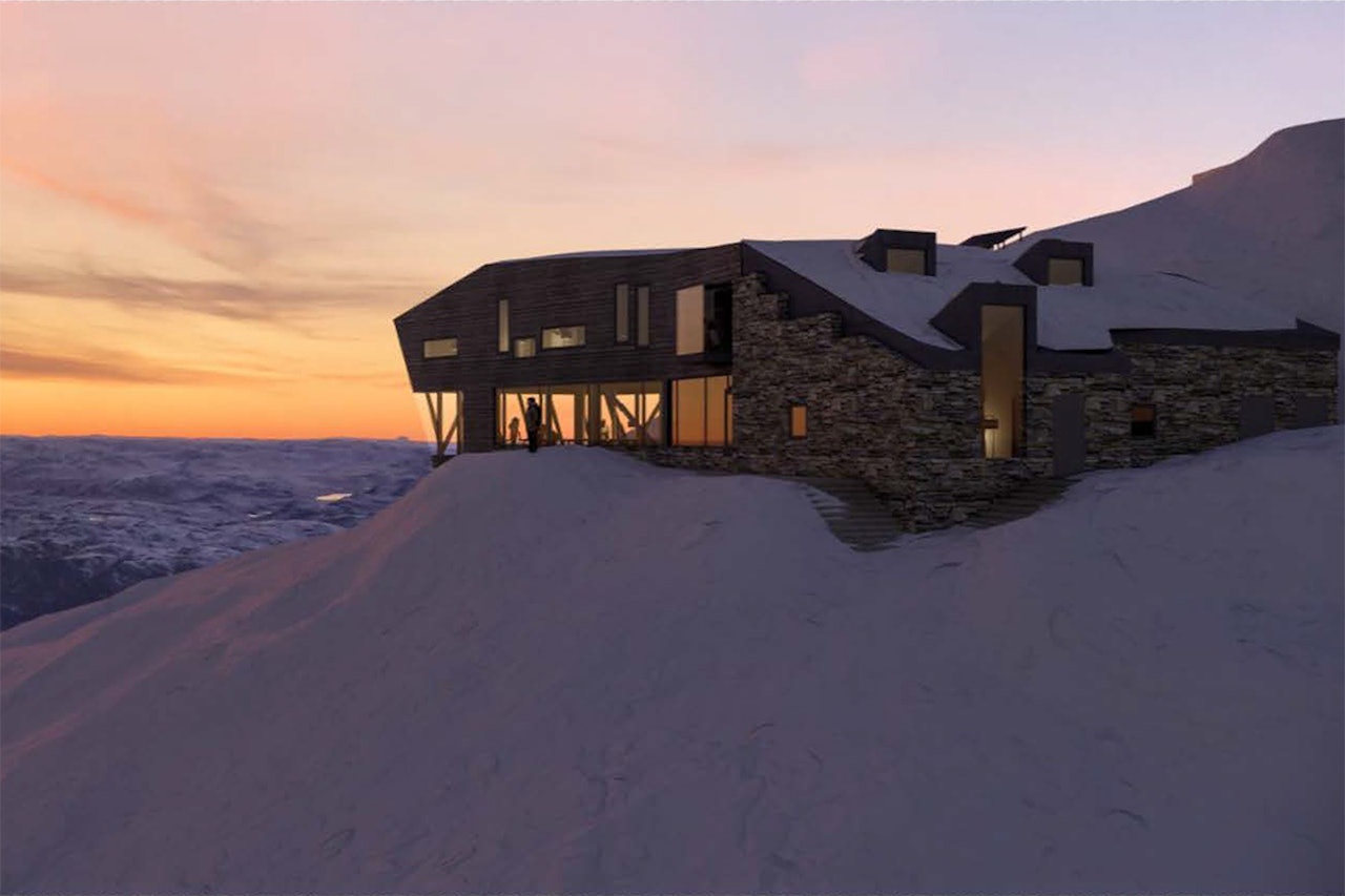 NY TURISTHYTTE: Slik vil DNT at den nye turisthytta skal se ut. Foto: Børve Borchsenius Arkitekter Turisthytte Gaustatoppen