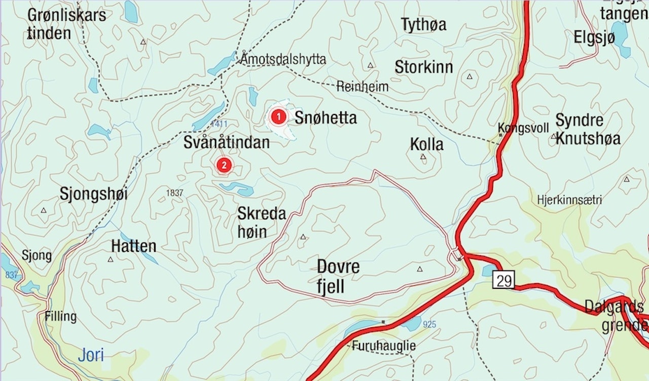 Kart Dovrefjell Snøhetta