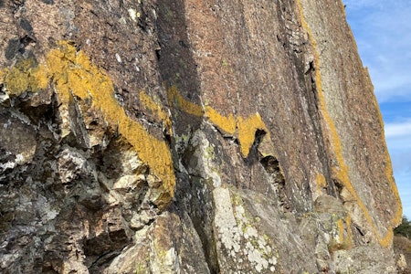 Kunstneren sier at malingen er miljøvennlig og vil bli borte innen fire til åtte uker. Malingen står seg imidlertid godt 16. oktober, åtte uker etter «intervensjonen», tross regnet de siste ukene. Foto: Håvard Klevberg Kunstneren sier at malingen er miljøvennlig og vil bli borte innen fire til åtte uker. Malingen står seg imidlertid godt 16. oktober, åtte uker etter «intervensjonen», tross regnet de siste ukene. Foto: Håvard Klevberg