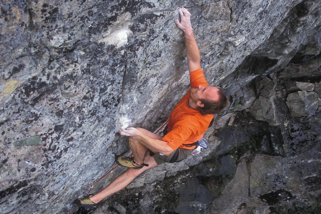 Lett: Peter Bosma trengte ikke å prosjektere Pump Fiction (8b+). Han gikk den på 2. forsøk. Artikkelforfatteren hadde en mye lengre prosess med denne klassikeren. Foto: Dag Hagen