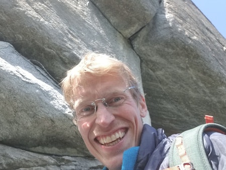 FØRSTEBESTIGNING: Sigbjørn Veslegard har førstebesteget den hardeste kileruta på Kvam, og satte den i grad 9. Foto: Privat 