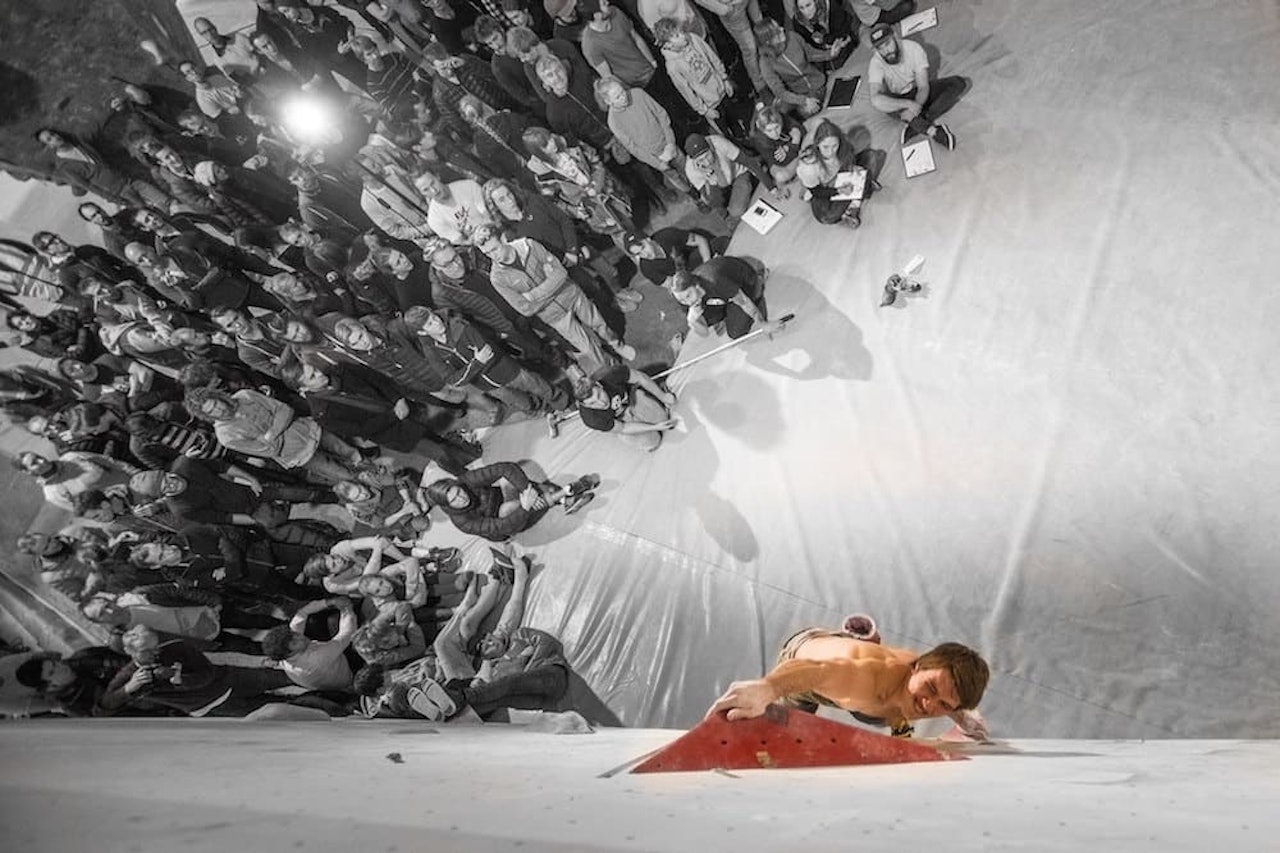 NORGESCUP OG NM I BULDRING: Konkurransene utsettes ytterligere, og det skal avholdes NM i buldring i Trondheim i år. Her fra et tidligere NM i Trondheim, der Thilo Schröter vant. Foto: Øyvind Salvesen Norgescup, norgesmesterskap, buldring,