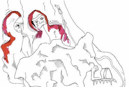 En kald natt under Mardalsfossen. Illustrasjon: Espen Samuelsen En kald natt under Mardalsfossen. Illustrasjon: Espen Samuelsen