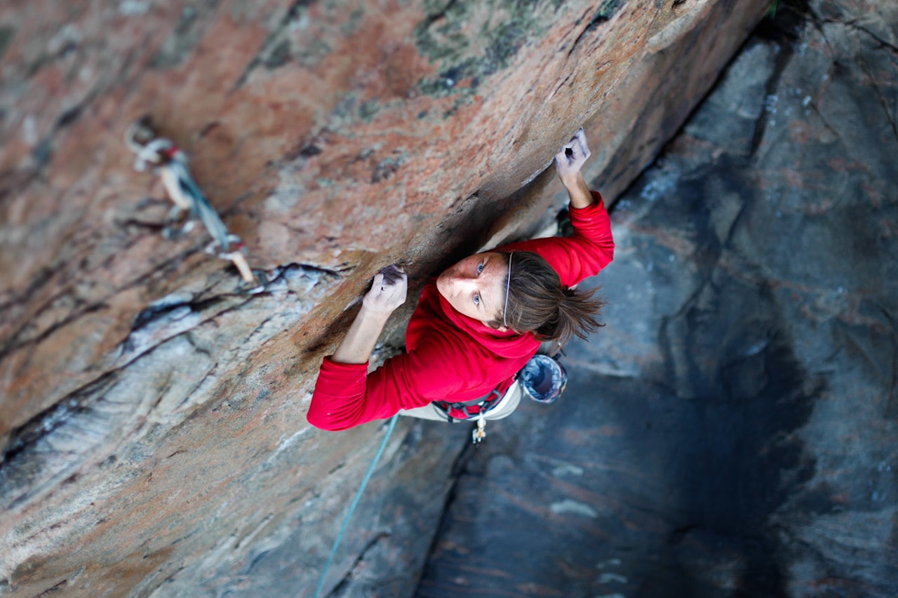 FOKUSERT: Anna Borestam på Munin, 7+. Hun risikerer nå å miste tilgangen til klatrefeltet sitt.