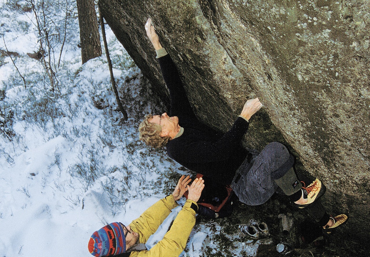 Leif Henriksen førstebestiger Rosa K (7C) i Nissedal. Foto: Pål Høyem Leif Henriksen førstebestiger Rosa K (7C) i Nissedal. Foto: Pål Høyem