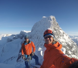 To glade vinterklatrere; Kristian Vindvik og Signar Nilsen. Foto: Signar Nilsen