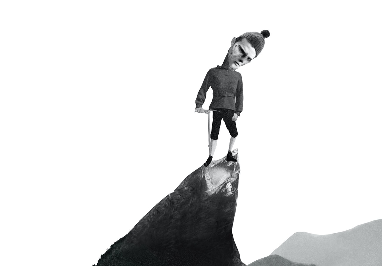 Var han førstemann på Storen? Her en vandrehistorie fra Luster. Utsnitt av illustrasjon: Julie Gry Sveistrup Var han førstemann på Storen? Her en vandrehistorie fra Luster. Utsnitt av illustrasjon: Julie Gry Sveistrup