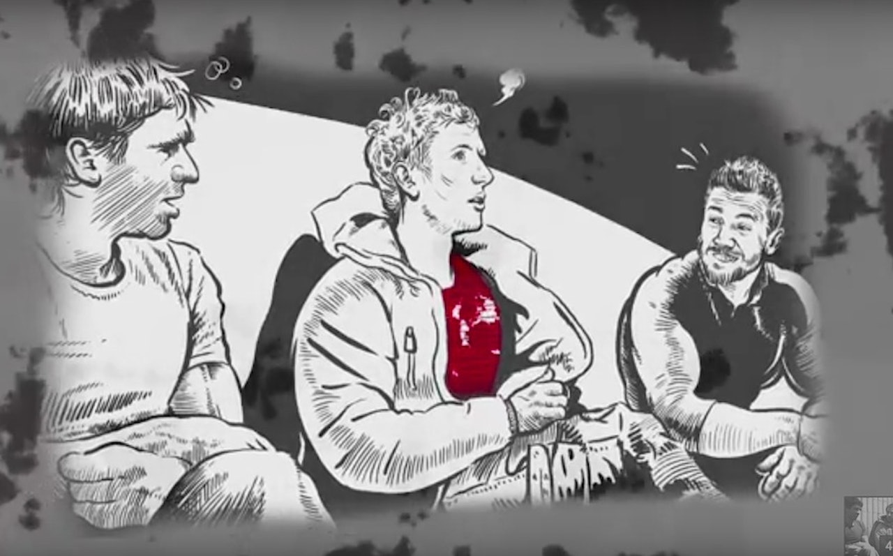 Dani Andrada, Patxi Usobiaga og Edu Marin. Foto: Skjermdump fra filmen. Dani Andrada, Patxi Usobiaga og Edu Marin. Foto: Skjermdump fra filmen.