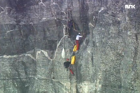 Fra filming på Svenskeruta i Trollveggen. Skjermdump fra filmen. Fra filming på Svenskeruta i Trollveggen. Skjermdump fra filmen.