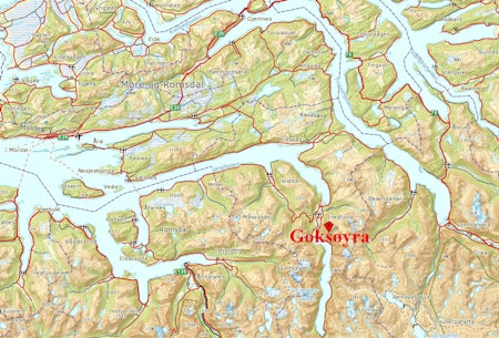 GOKSØYRA: Fjellet ligger i Nesset kommune i Møre og Romsdal. 
