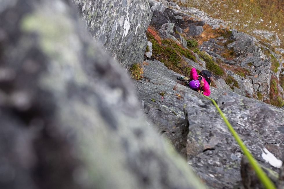 ENKEL KVALITET: Siste taulengde er vanskeligst, men «bare» grad fire minus. Foto: Tore Meirik Innerdalen klatring