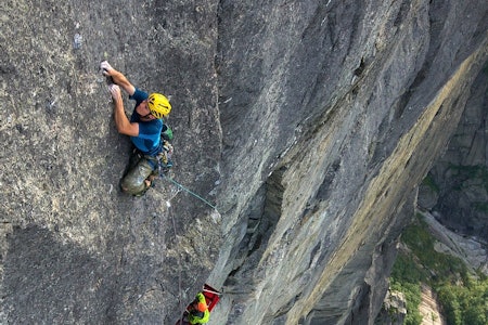 Er Sindre Sæther den beste nålevende klatreren? Her på Kjerag. Foto: Henning Wang