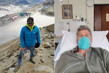 SMITTET AV KORONA I KHUMBU-DALEN: På vei til Everest Base Camp under en ekspedisjon til Mount Everest ble Erlend Ness smittet av korona. Foto: Privat Erlend Ness Mount Everest Korona