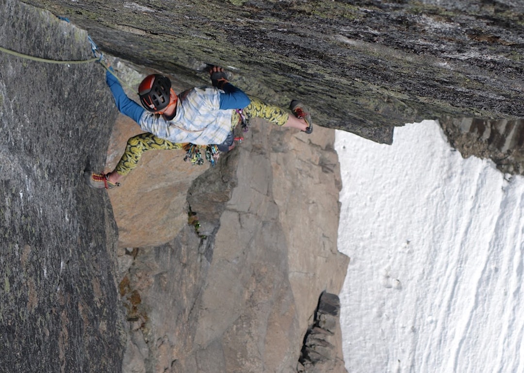 PENT ANTREKK: Ruta ble selvsagt klatret med thights. Foto: Lars Martin Solberg tights