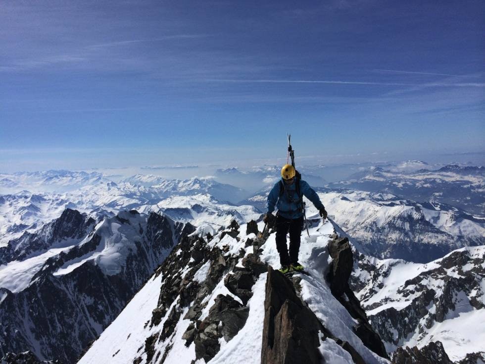 Snart oppe: Tormod Granheim nærmer seg Mont Blanc de Courmayeur (4748 moh). Foto: Glenn Edvardsen