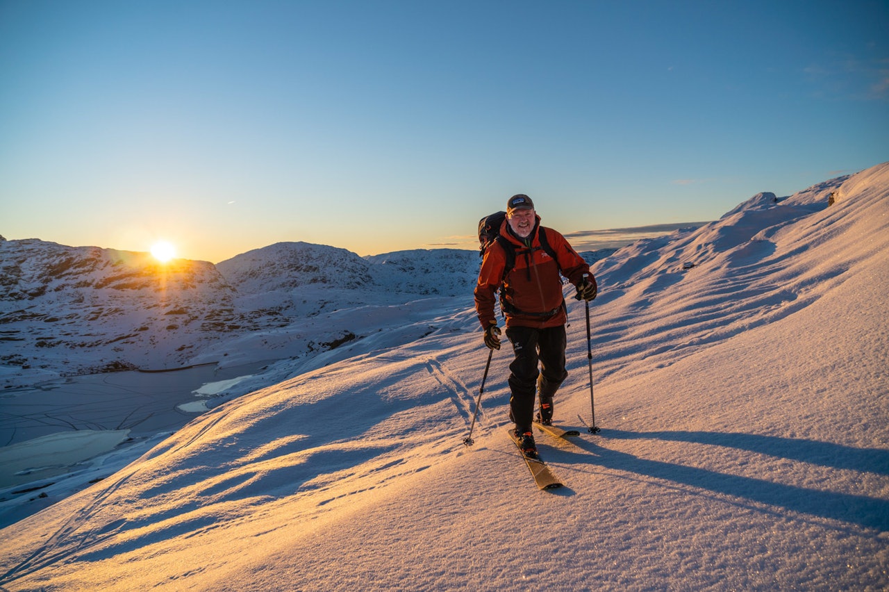 SESONGSTART: Bjørn Åge Dybdal-Holthe fikk en god start på sesongen på Søre Tinden og Saudafjellet. Foto: Åge Fjellheim Midthun Saudafjellet Sauda