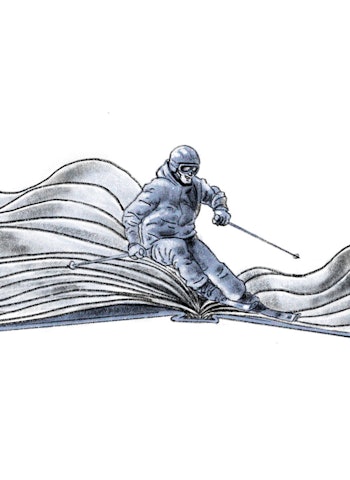 KUNNSKAP FRA BØKER: Visste du at Ernest Hemingway var skiboms i Montafon i Østerrike sesongen 1924/ 25? Illustrasjon: Didrik Magnus-Andresen KUNNSKAP FRA BØKER: Visste du at Ernest Hemingway var skiboms i Montafon i Østerrike sesongen 1924/ 25? Illustrasjon: Didrik Magnus-Andresen