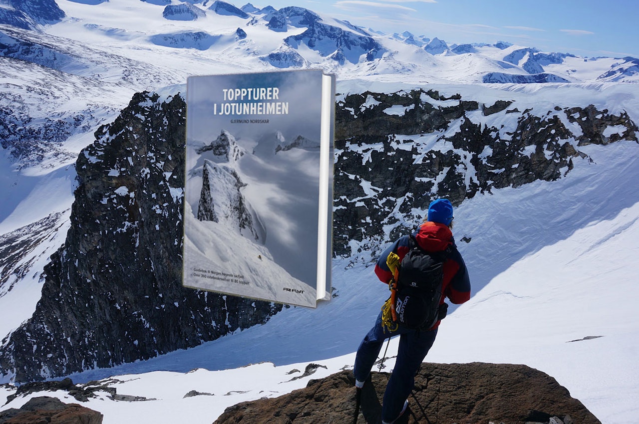 Uansett hvilken kant av fjellkjeden du kommer fra, får du gode tips til toppturer i Jotunheimen her. topptur bok jotunheimen ski alpint snowboard splitboard tu topper tinderangling sogn turtagrø lerivassbu gjendesheim valdresflya beitostølen lom otta rondane randonee bok guide tips fri flyt