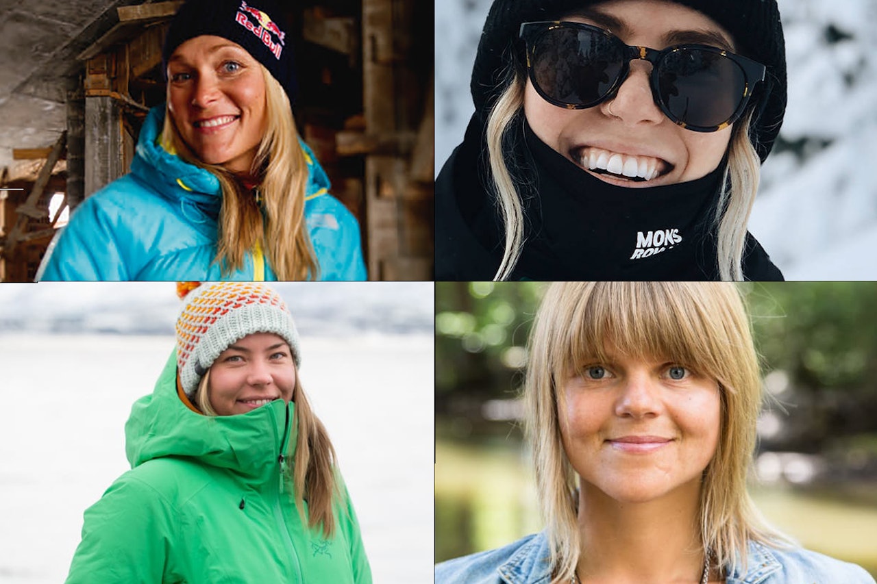 KVINNEDAGEN: Fri Flyt hyller flere norske kvinner som har vært viktigt for frikjøring og freeski. Her med Karina Hollekim, Tonje Kvivik, Pia Nic Gundersen og Ane Enderud. Kvinnedagen frikjøring ski skisport