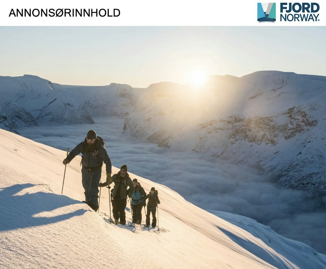 Vintersolen lavt over fjorden, dere har startet tidlig og snøen er kald og frisk. Foto: Bård Basberg Vintersolen lavt over fjorden, dere har startet tidlig og snøen er kald og frisk. Foto: Bård Basberg