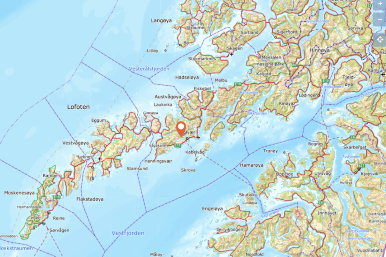 SKREDTATT: Det er i dette området en person ble tatt av skred søndag. Foto: Norgeskart SKREDTATT: Det er i dette området en person ble tatt av skred søndag. Foto: Norgeskart