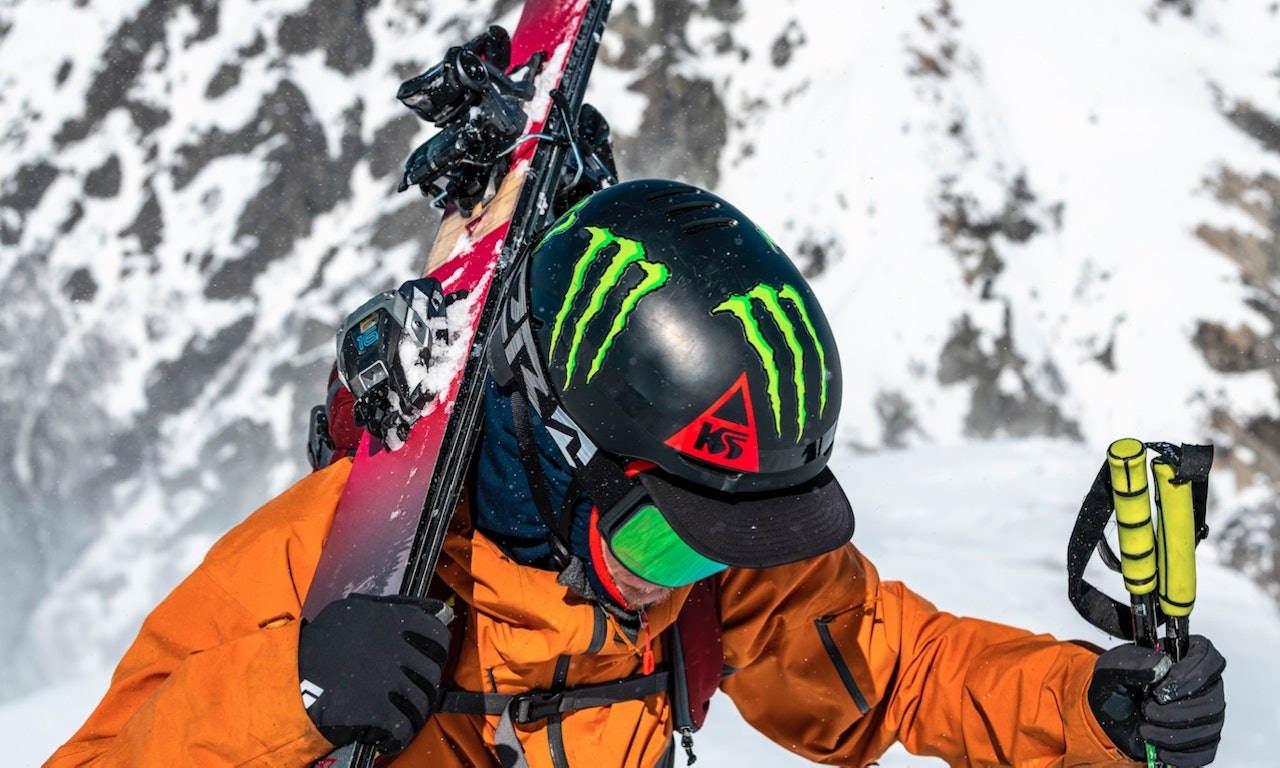 NY DUKE MED TECH: Her er Kye Peterson med nye Duke PT. Den alpine delen av frambindingen kan tas av, og fram kommer en pinnebinding du kan gå med. Foto: Marker NY DUKE MED TECH: Her er Kye Peterson med nye Duke PT. Den alpine delen av frambindingen kan tas av, og fram kommer en pinnebinding du kan gå med. Foto: Marker