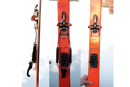 UT OG GÅ! Tylers binding i kjøre-og gåmodus. Du ser braketten tydelig der bøylen er festet i kjøremodus. Du kan feste bøylen i ulike posisjoner for ulik kjøremotstand. UT OG GÅ! Tylers binding i kjøre-og gåmodus. Du ser braketten tydelig der bøylen er festet i kjøremodus. Du kan feste bøylen i ulike posisjoner for ulik kjøremotstand.