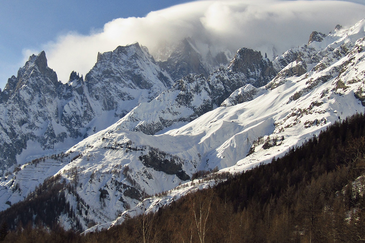 FRYKTER RAS: Forskere frykter gigantras fra Mont Blanc. Her sett fra Val Ferret. Foto: Wikimedia Mont Blanc