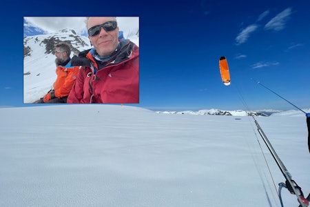 OVER JOSTEDALSBREEN: Lørdag kitet Nicolay Flaaten (t.h.) og Svein Willassen Jostedalsbreen på langs. Foto: Nicolay Flaaten Jostedalsbreen på langs