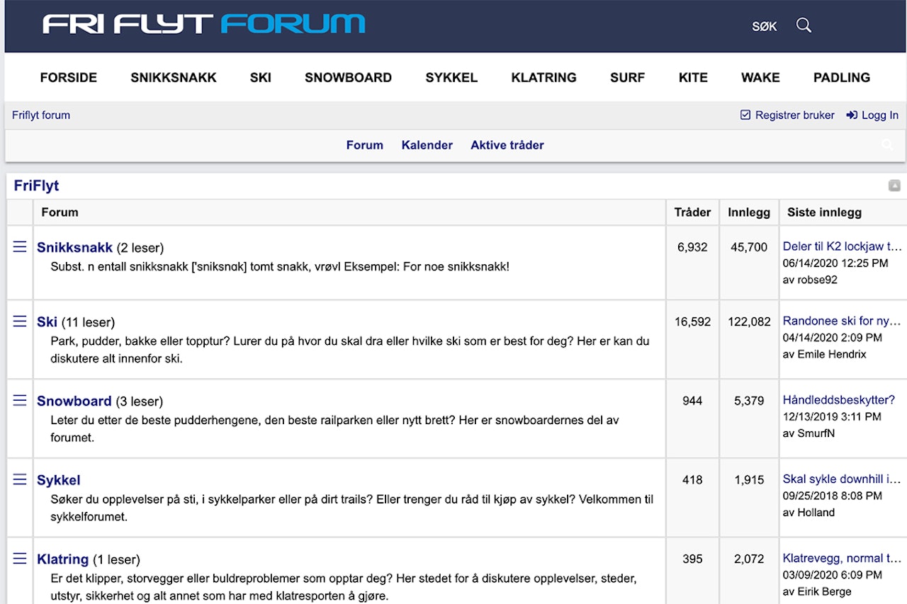 NYTT FORUM: Slik ser det nye Fri Flyt-forumet ut. Foto: Skjermdump Fri Flyt forum