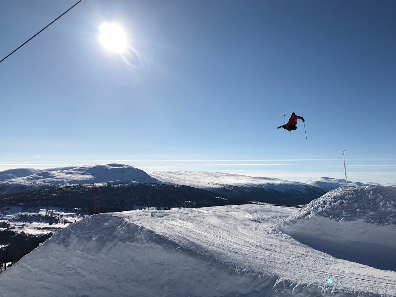 NYBYGD: Fra torsdagens testing av den nye slopestyleløypa i Oppdal. Foto: Tore Meirik