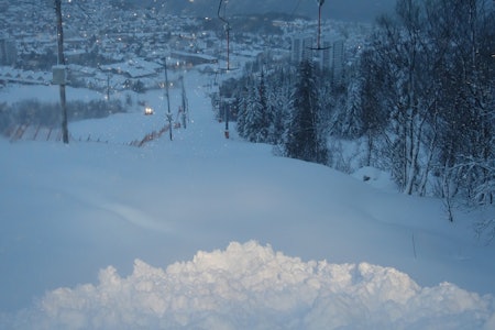 NYSNØ: Narvikfjellet fikk en meter nysnø i løpet av natta. Foto: Helle Holt NYSNØ: Narvikfjellet fikk en meter nysnø i løpet av natta. Foto: Helle Holt