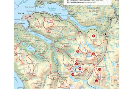 Kart over Hunddalen. Fra Toppturer rundt Narvik.