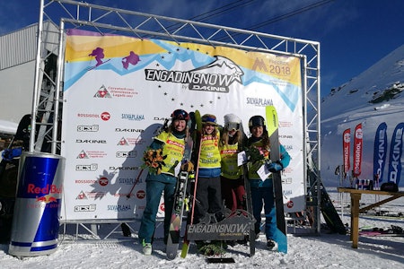 PÅ PALLEN: Lisen Strøm (til venstre) ble nummer to i FWQ-konkurransen i Engadin i helgen, Foto: Ida Gunleiksrud PÅ PALLEN: Lisen Strøm (til venstre) ble nummer to i FWQ-konkurransen i Engadin i helgen, Foto: Ida Gunleiksrud