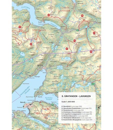 Oversiktskart over Gratangen og Lavangen. Fra Toppturer rundt Narvik.