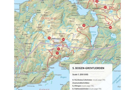 Oversiktskart over Bogen og Grovfjord. Fra Toppturer rundt Narvik.