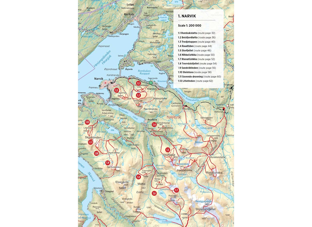 Oversiktskart over Narvik. Fra Toppturer rundt Narvik
