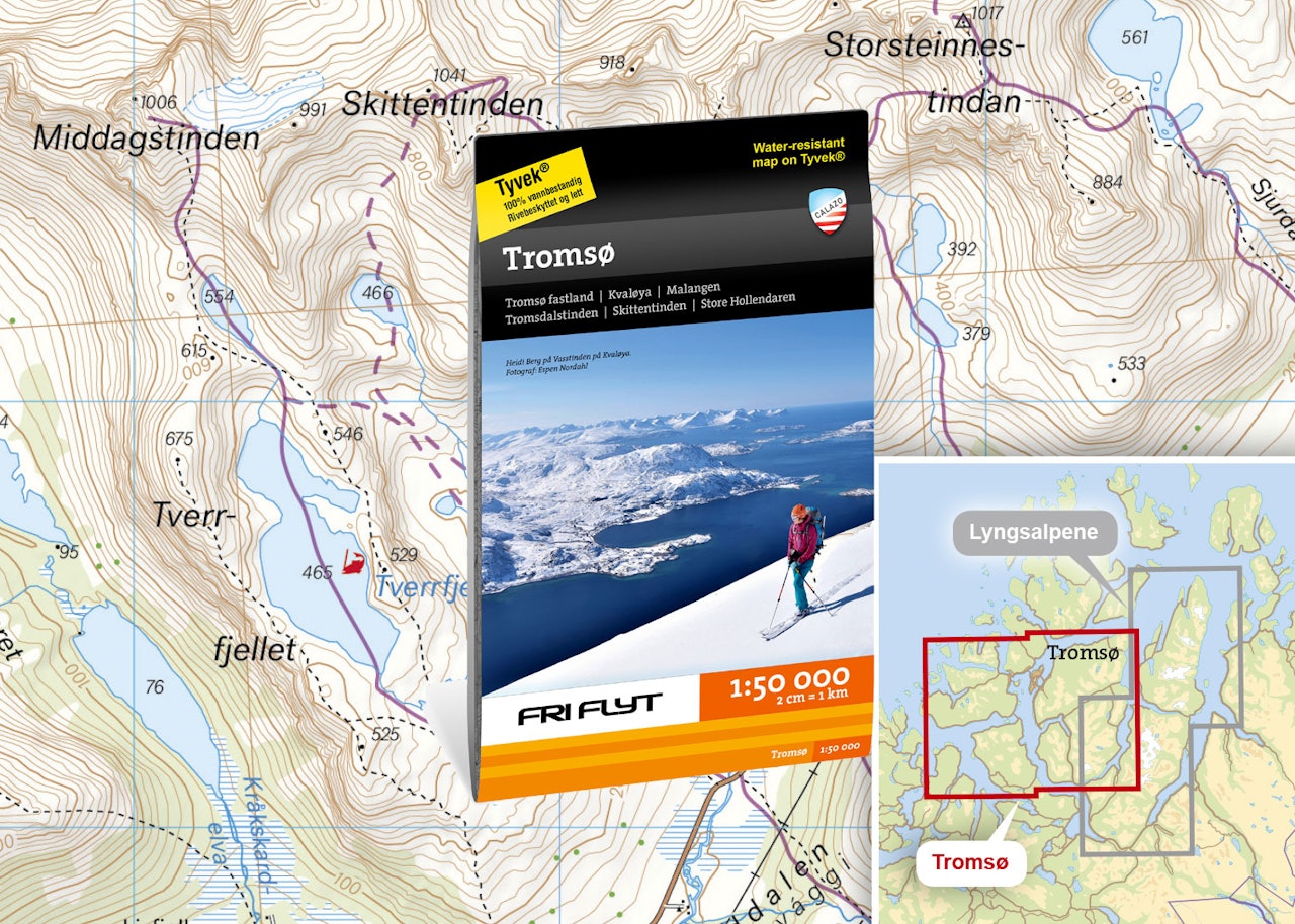 Kart Tromsø randonee topptur Fri Flyt