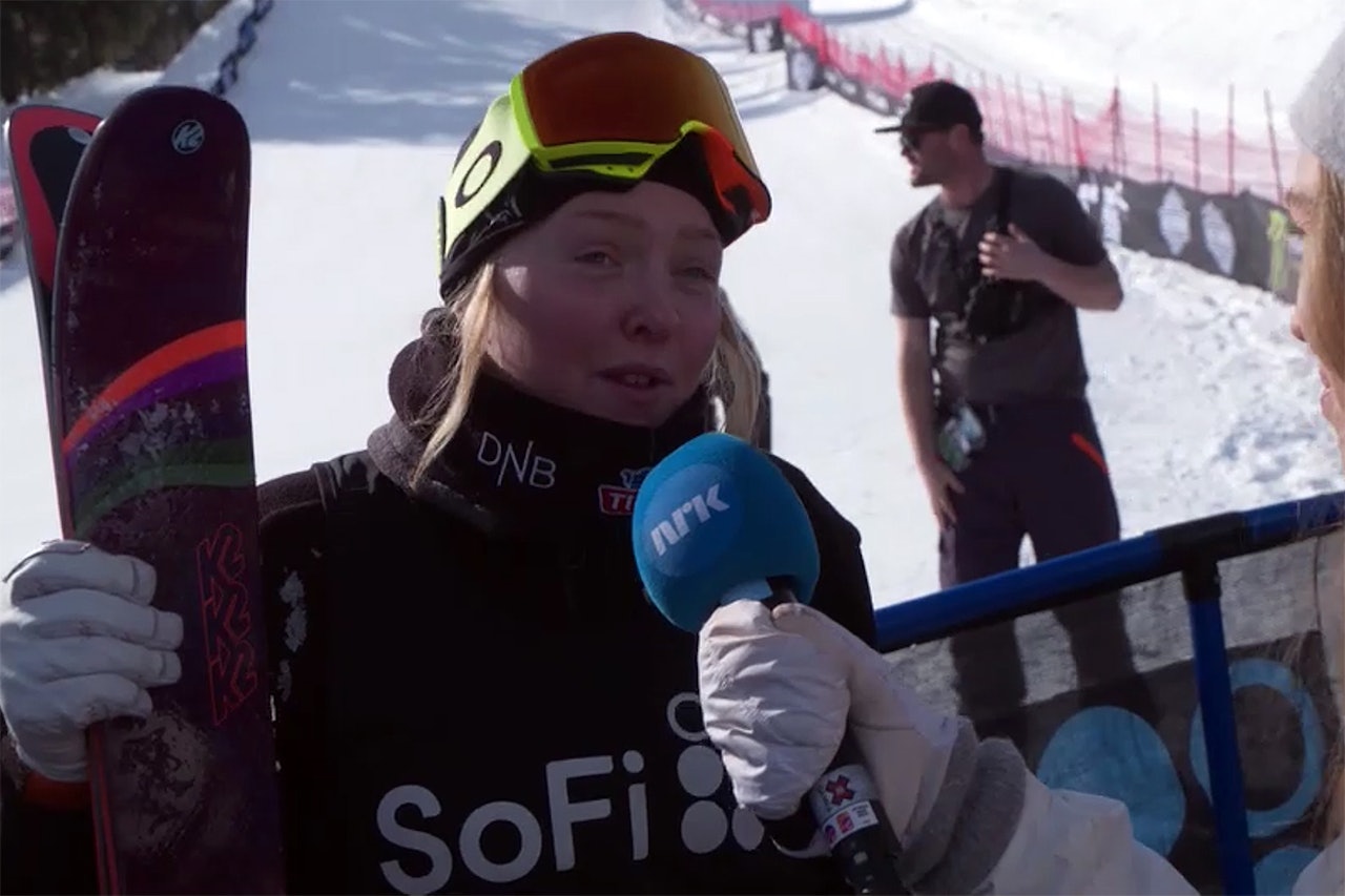 FALT: Johanne Killi falt på det siste hoppet. Foto: Skjermdump FALT: Johanne Killi falt på det siste hoppet. Foto: Skjermdump