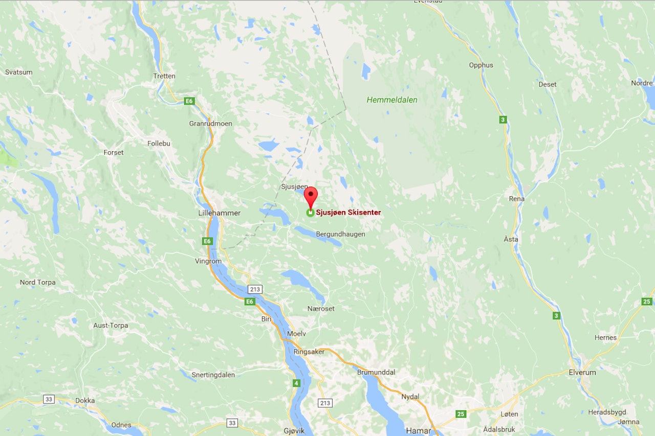 OMKOM: En 12 år gammel jente omkom etter en skiulykke på Sjusjøen. Foto: Google Maps