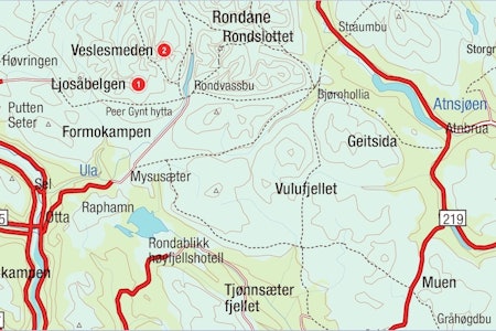 Kart for Rondane Rondane Topptur Norge