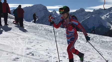 Lars Erik Skjervheim gikk inn til 13. plass under kravende snøforhold og stekende sol i rando-VM i Sveits. Foto: NSF