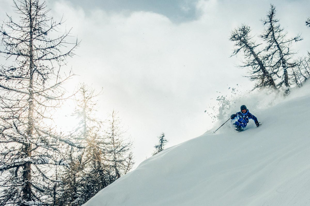 DYP DAG: Vebjørn Enersen den ene dype dagen i SerreChevalier. Foto: Bård Basberg DYP DAG: Vebjørn Enersen den ene dype dagen i SerreChevalier. Foto: Bård Basberg