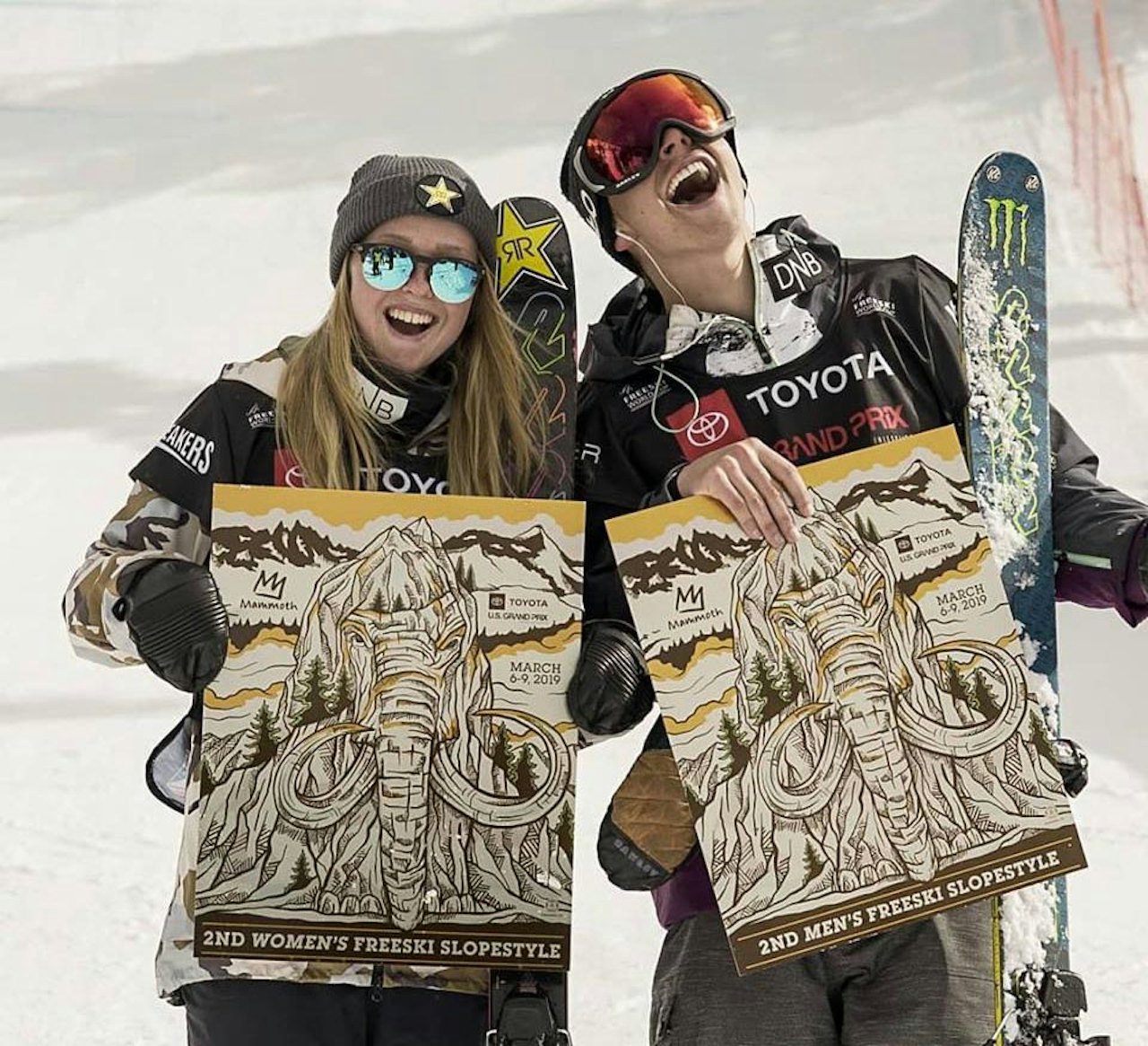 ANDREPLASS: Ferdinand Dahl og Johanne Killi kjørte solid under verdenscupen i Mammoth. Foto: Norfreeski ANDREPLASS: Ferdinand Dahl og Johanne Killi kjørte solid under verdenscupen i Mammoth. Foto: Norfreeski