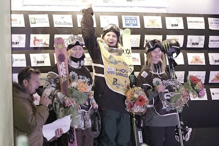NEST BEST: Johanne Killi (til venstre på pallen) ble nummer to i verdenscuprunden i big air i Milan lørdag. Foto: Nor Freeski NEST BEST: Johanne Killi (til venstre på pallen) ble nummer to i verdenscuprunden i big air i Milan lørdag. Foto: Nor Freeski