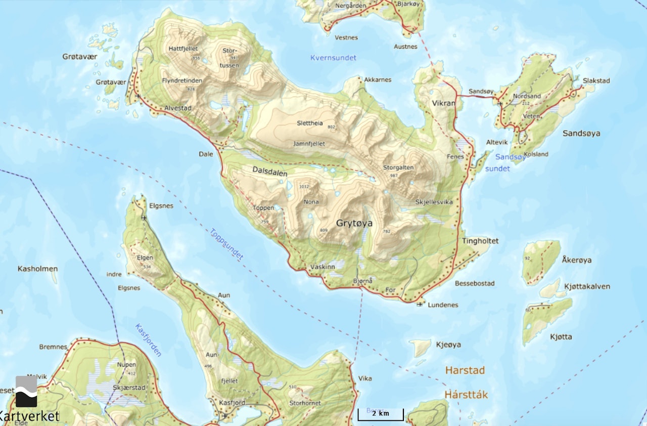 GRØYTØYA: Grytøya er et populært område for skiturer en kort fergetur fra Harstad. GRØYTØYA: Grytøya er et populært område for skiturer en kort fergetur fra Harstad.
