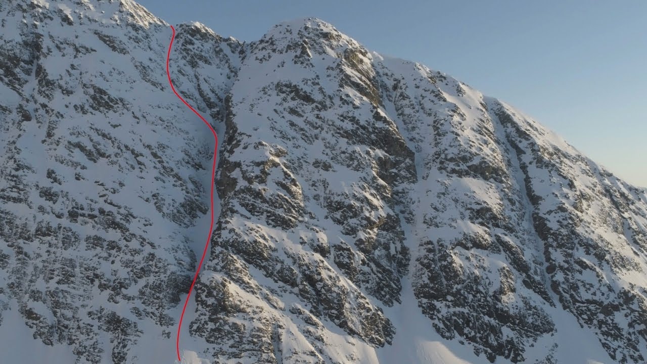 HER ER LINJA: ... Jacob Wester tok ned Norde Jægervasstind. Bilde: Screengrab fra youtube HER ER LINJA: ... Jacob Wester tok ned Norde Jægervasstind. Bilde: Screengrab fra youtube