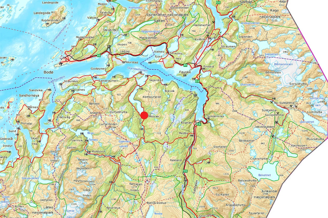 OMKOM: En person er omkommet etter en ulykke i Vestvatn. Foto: Norgeskart